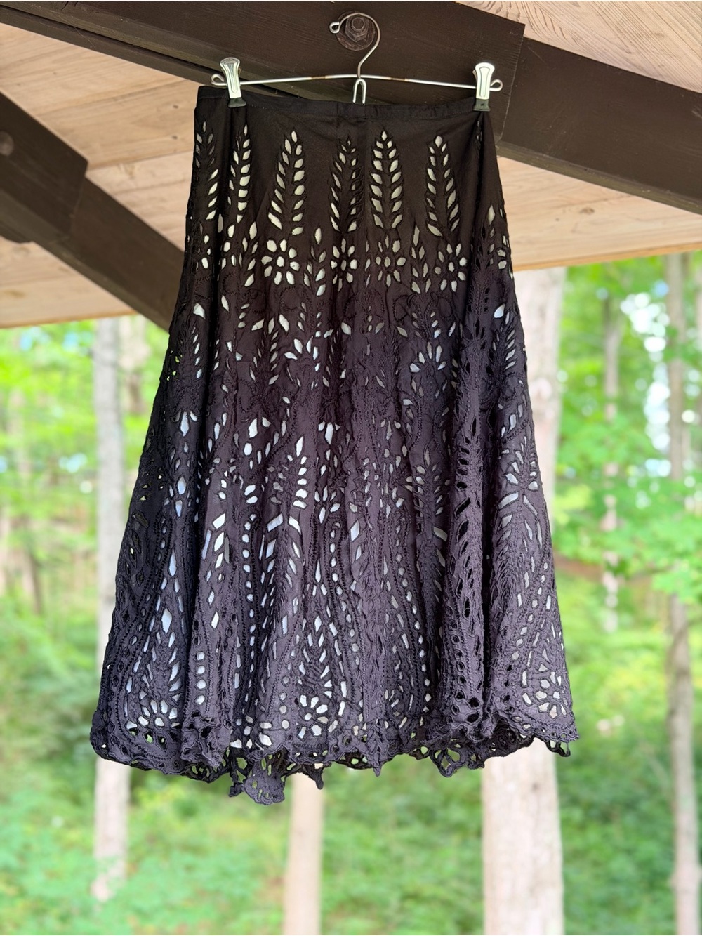 AKA New York Black Eyelet A-Line Skirt